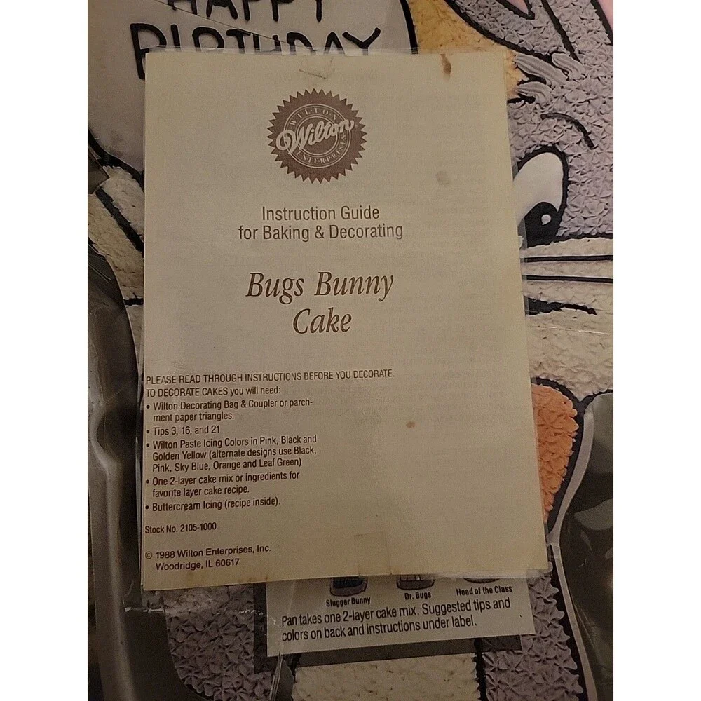 Vintage 1989 Wilton Bugs Bunny Looney Toons Cake Pan Mold 2105-8253 Easter